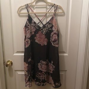 Gray Floral Mini Dress